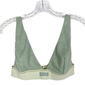 Skims women’s cotton ribbed plunge bralette size XL green.